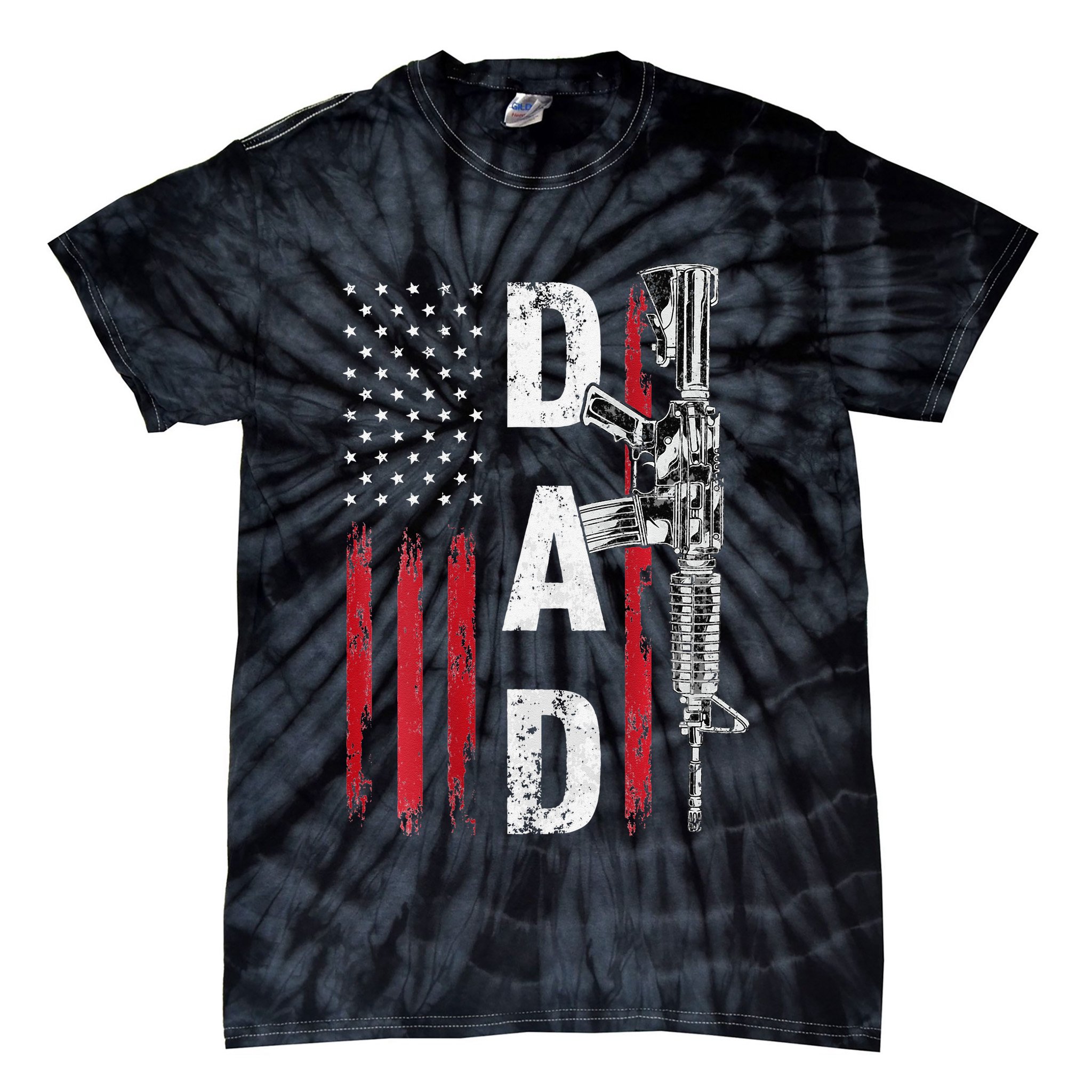 Proud Dad Daddy Gun Rights AR15 American Flag Father's Day Tie-Dye T-Shirt