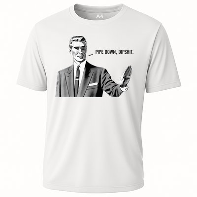 Pipe Down Dipshit Black and White Cooling Performance Crew T-Shirt