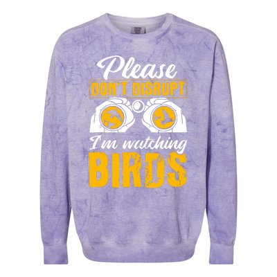 Please DonT Disrupt Watching Birds Birdwatching Birding Colorblast Crewneck Sweatshirt