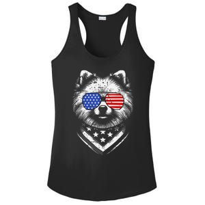 Pomeranian Dog Dad Patriotic 4th Of July American Us Flag Ladies PosiCharge Competitor Racerback Tank