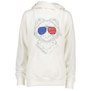 Pomeranian Dog Dad Patriotic 4th Of July American Us Flag Womens Funnel Neck Pullover Hood