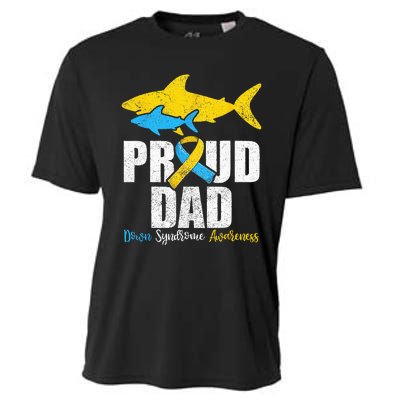 Proud Dad Down Syndrome Awareness Dad Shark Cooling Performance Crew T-Shirt