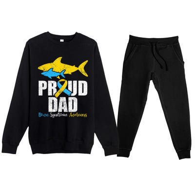 Proud Dad Down Syndrome Awareness Dad Shark Premium Crewneck Sweatsuit Set