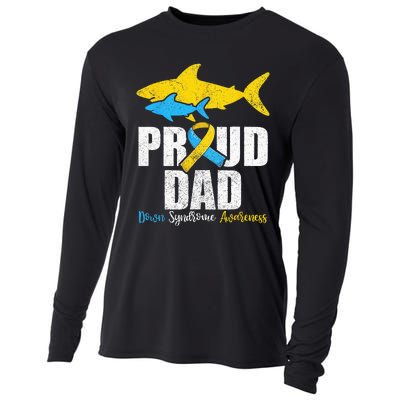 Proud Dad Down Syndrome Awareness Dad Shark Cooling Performance Long Sleeve Crew