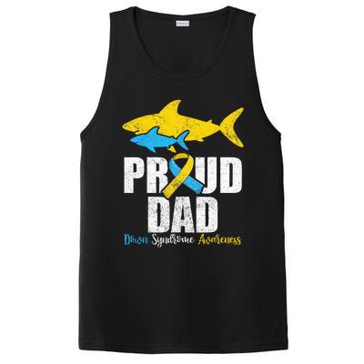 Proud Dad Down Syndrome Awareness Dad Shark PosiCharge Competitor Tank