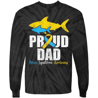 Proud Dad Down Syndrome Awareness Dad Shark Tie-Dye Long Sleeve Shirt