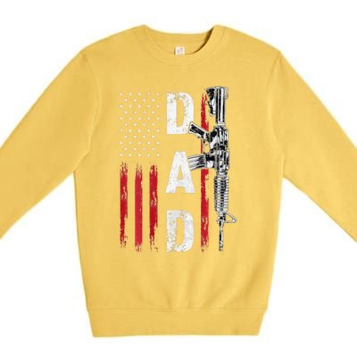 Proud Dad Daddy Gun Rights AR15 American Flag Fathers Day Premium Crewneck Sweatshirt