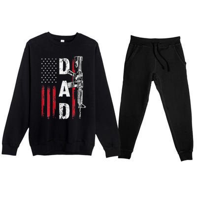 Proud Dad Daddy Gun Rights AR15 American Flag Fathers Day Premium Crewneck Sweatsuit Set