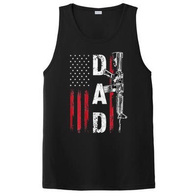 Proud Dad Daddy Gun Rights AR15 American Flag Fathers Day PosiCharge Competitor Tank