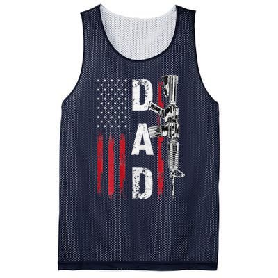 Proud Dad Daddy Gun Rights AR15 American Flag Fathers Day Mesh Reversible Basketball Jersey Tank