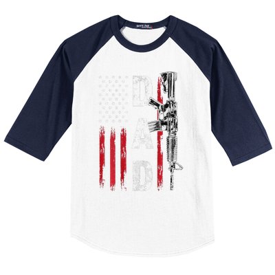 Proud Dad Daddy Gun Rights AR15 American Flag Fathers Day Baseball Sleeve Shirt