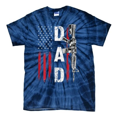 Proud Dad Daddy Gun Rights AR15 American Flag Fathers Day Tie-Dye T-Shirt