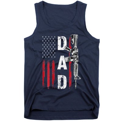 Proud Dad Daddy Gun Rights AR15 American Flag Fathers Day Tank Top