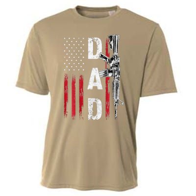 Proud Dad Daddy Gun Rights AR15 American Flag Fathers Day Cooling Performance Crew T-Shirt