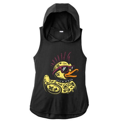 Punk Duck Duckling Punk Rocker Ladies PosiCharge Tri-Blend Wicking Draft Hoodie Tank