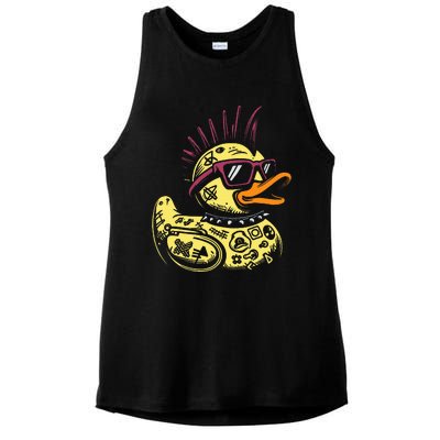 Punk Duck Duckling Punk Rocker Ladies PosiCharge Tri-Blend Wicking Tank