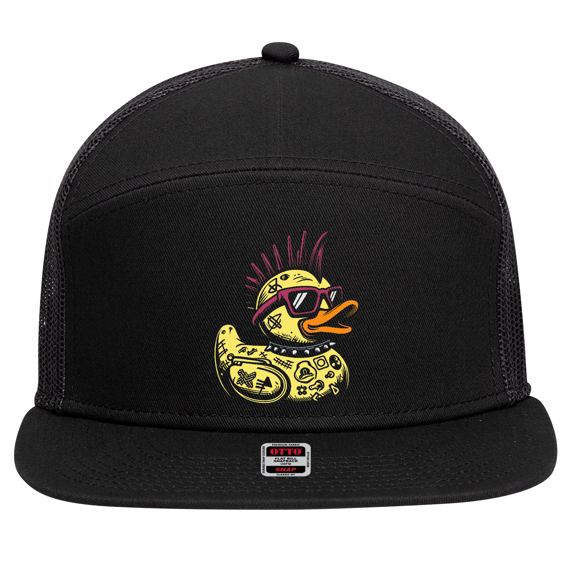Punk Duck Duckling Punk Rocker 7 Panel Mesh Trucker Snapback Hat
