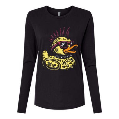 Punk Duck Duckling Punk Rocker Womens Cotton Relaxed Long Sleeve T-Shirt