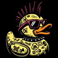 Punk Duck Duckling Punk Rocker Drawstring Bag