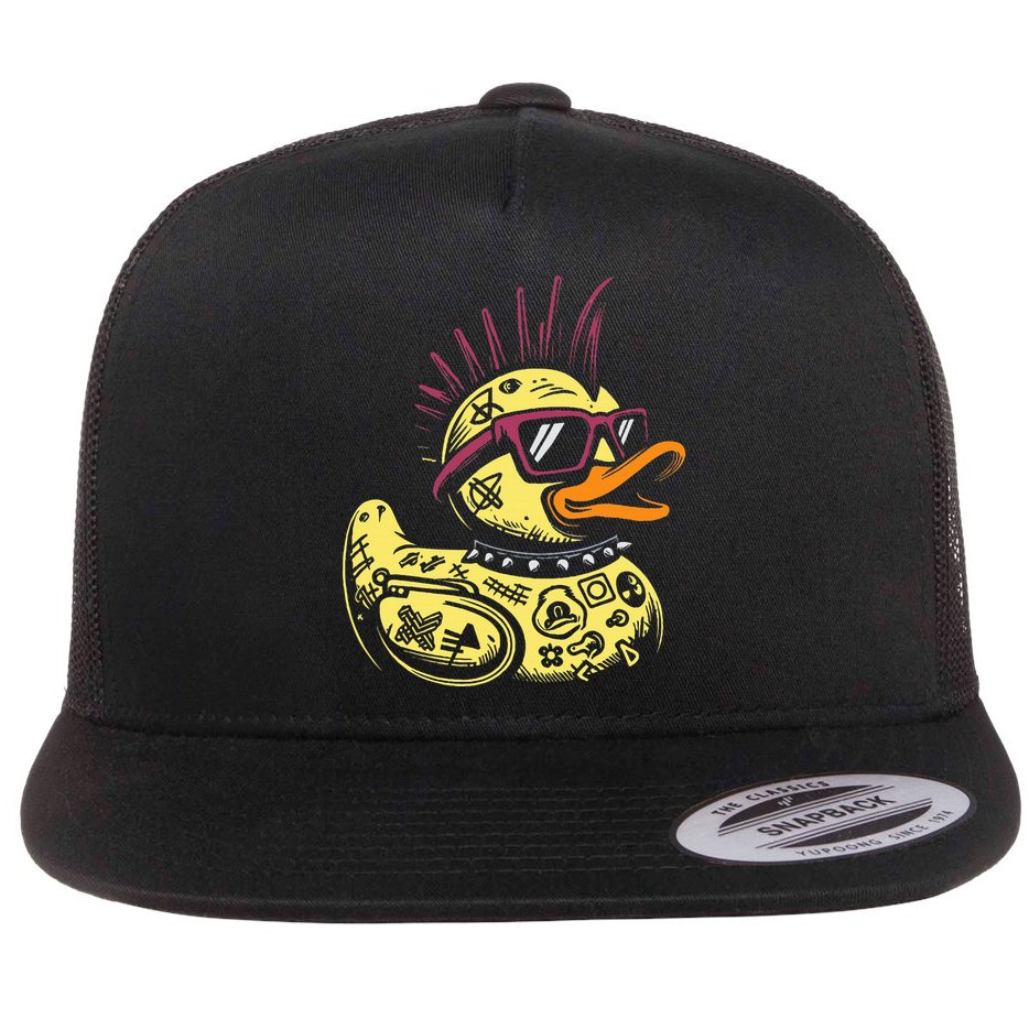 Punk Duck Duckling Punk Rocker Flat Bill Trucker Hat