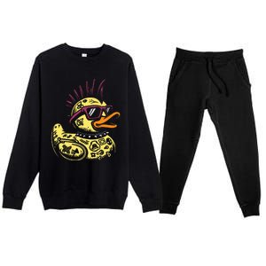 Punk Duck Duckling Punk Rocker Premium Crewneck Sweatsuit Set