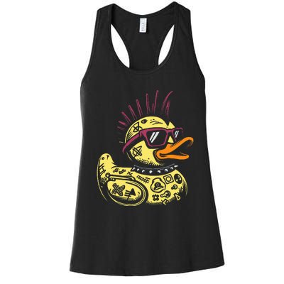 Punk Duck Duckling Punk Rocker Women's Racerback Tank