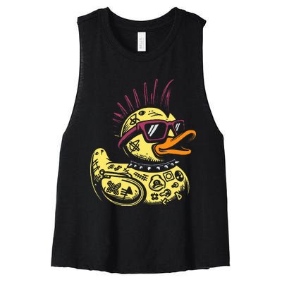 Punk Duck Duckling Punk Rocker Women's Racerback Cropped Tank