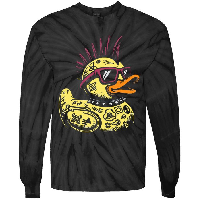 Punk Duck Duckling Punk Rocker Tie-Dye Long Sleeve Shirt