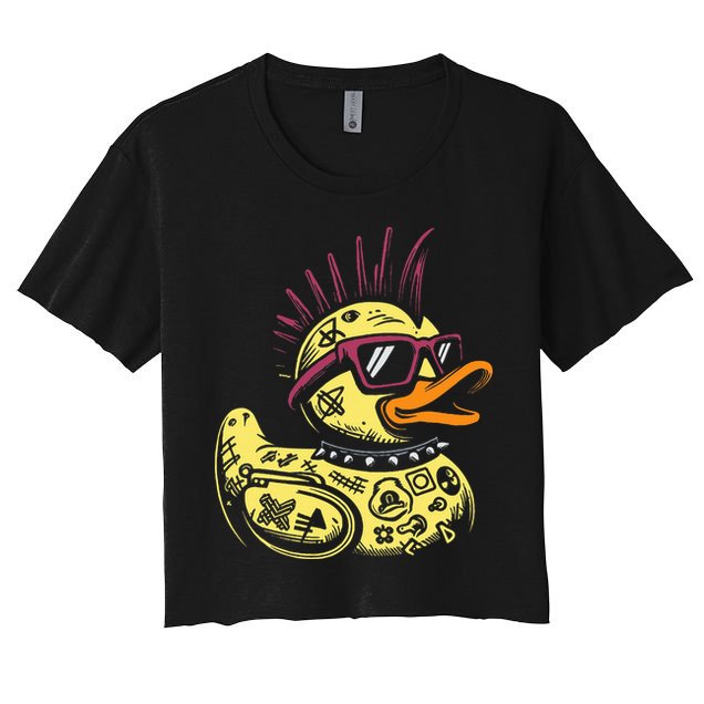 Punk Duck Duckling Punk Rocker Women's Crop Top Tee