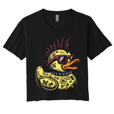 Punk Duck Duckling Punk Rocker Women's Crop Top Tee