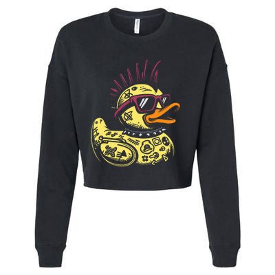 Punk Duck Duckling Punk Rocker Cropped Pullover Crew