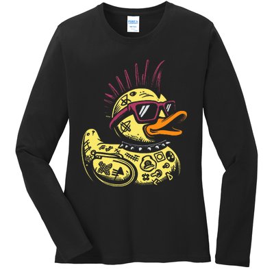 Punk Duck Duckling Punk Rocker Ladies Long Sleeve Shirt