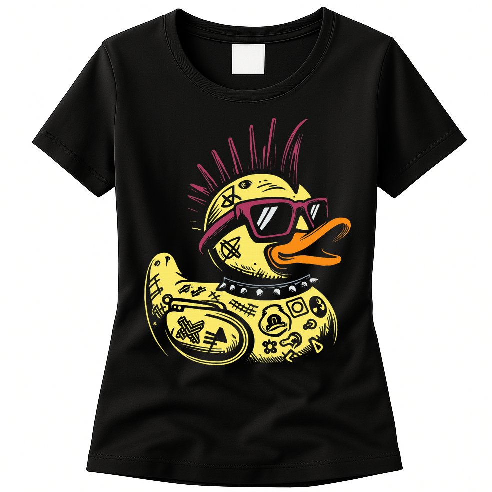 Punk Duck Duckling Punk Rocker Womens T-Shirt