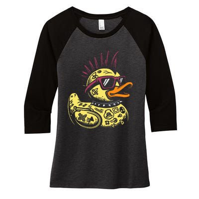 Punk Duck Duckling Punk Rocker Women's Tri-Blend 3/4-Sleeve Raglan Shirt