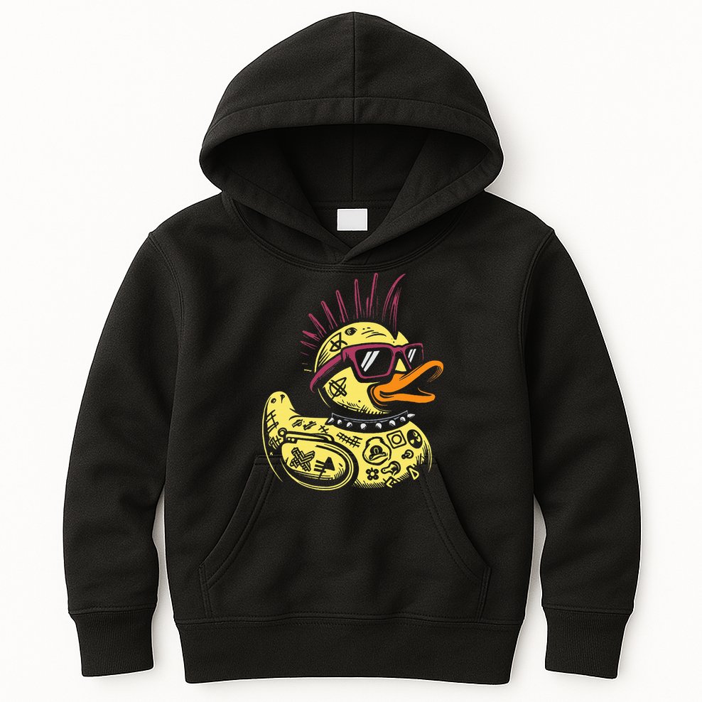 Punk Duck Duckling Punk Rocker Kids Hoodie