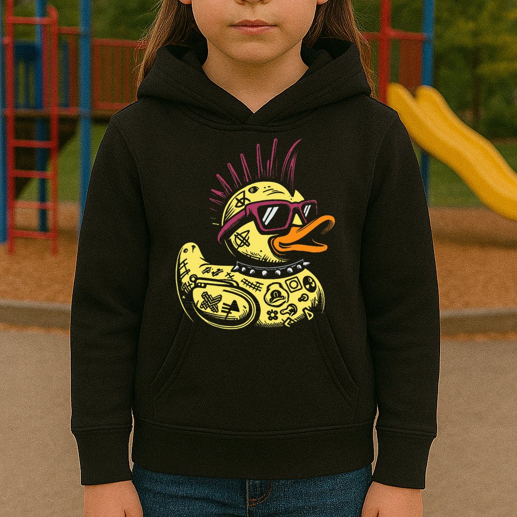 Punk Duck Duckling Punk Rocker Kids Hoodie