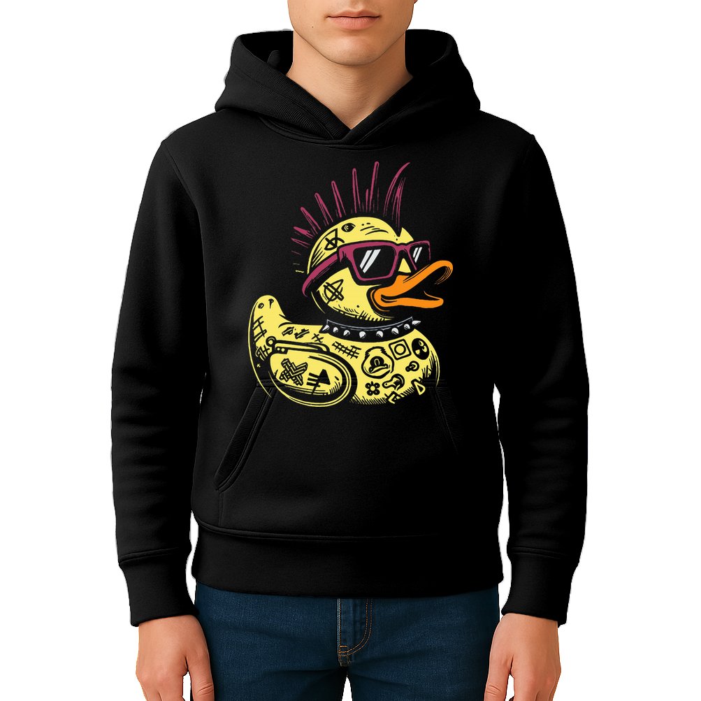 Punk Duck Duckling Punk Rocker Kids Hoodie