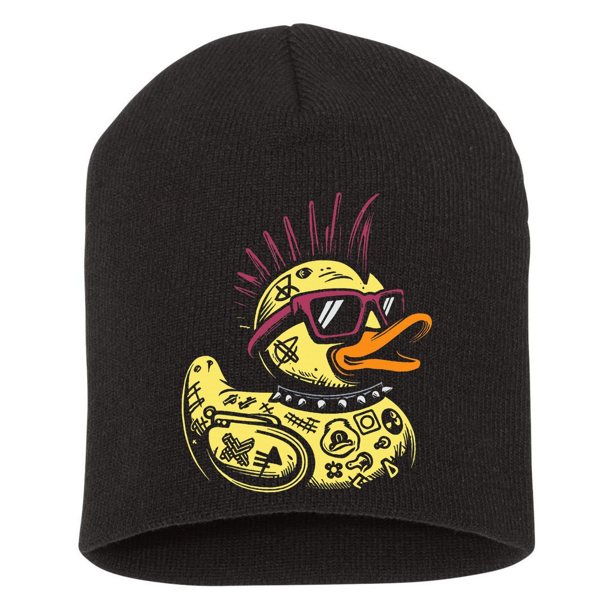 Punk Duck Duckling Punk Rocker Short Acrylic Beanie