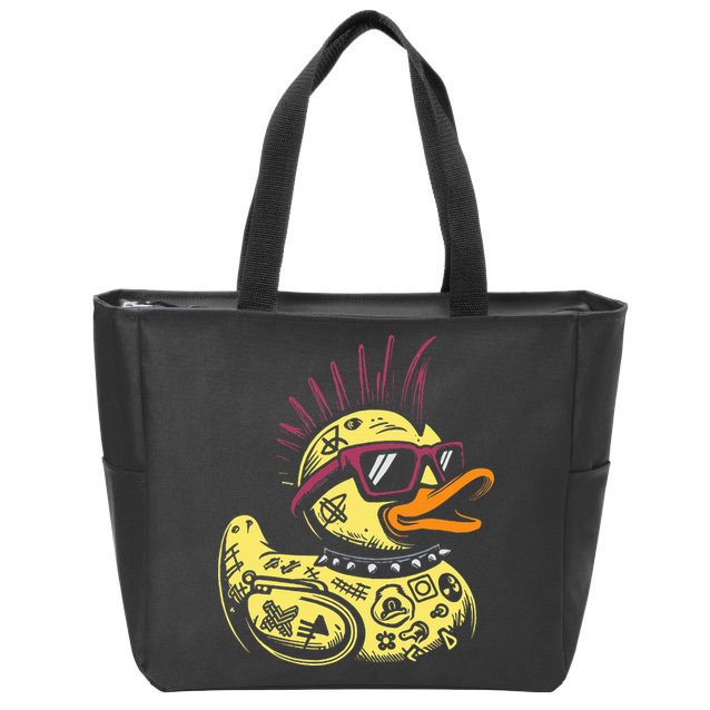 Punk Duck Duckling Punk Rocker Zip Tote Bag