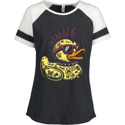 Punk Duck Duckling Punk Rocker Enza Ladies Jersey Colorblock Tee