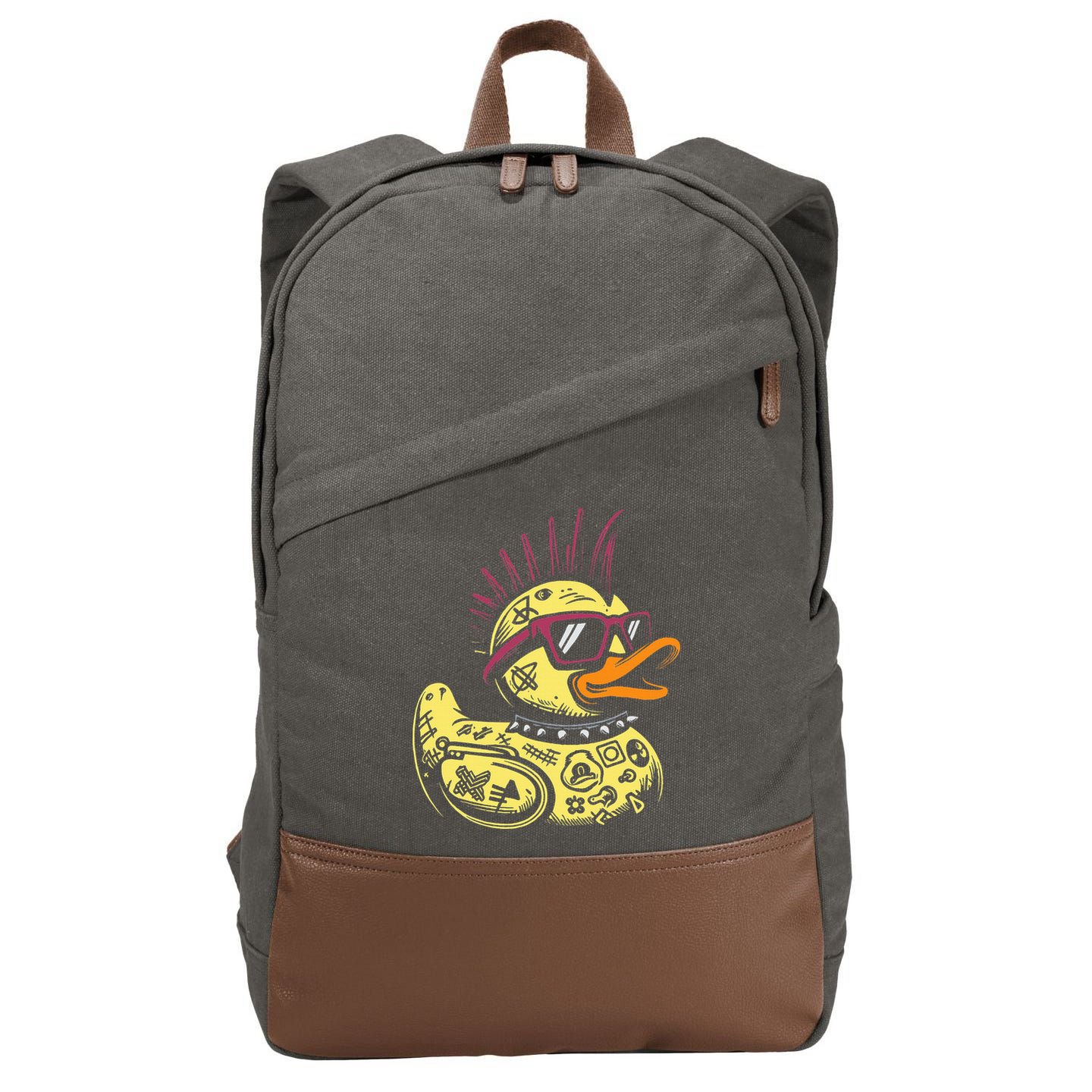 Punk Duck Duckling Punk Rocker Cotton Canvas Backpack
