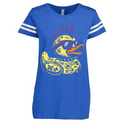 Punk Duck Duckling Punk Rocker Enza Ladies Jersey Football T-Shirt