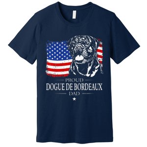 Proud Dogue De Bordeaux Dad American Flag Patriotic Dog Gift Premium T-Shirt