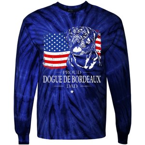 Proud Dogue De Bordeaux Dad American Flag Patriotic Dog Gift Tie-Dye Long Sleeve Shirt