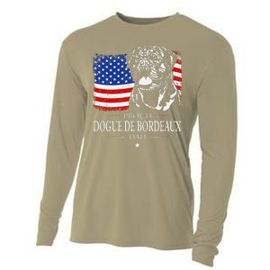 Proud Dogue De Bordeaux Dad American Flag Patriotic Dog Gift Cooling Performance Long Sleeve Crew