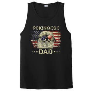 Pekingese Dad Dog Lovers American Flag 4th Of July PosiCharge Competitor Tank