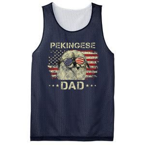 Pekingese Dad Dog Lovers American Flag 4th Of July Mesh Reversible Basketball Jersey Tank