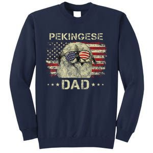 Pekingese Dad Dog Lovers American Flag 4th Of July Tall Sweatshirt