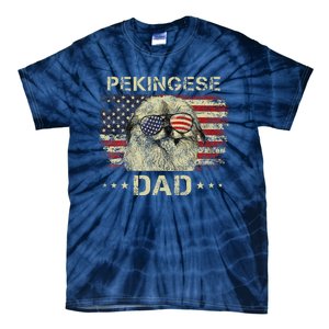 Pekingese Dad Dog Lovers American Flag 4th Of July Tie-Dye T-Shirt