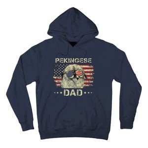 Pekingese Dad Dog Lovers American Flag 4th Of July Tall Hoodie